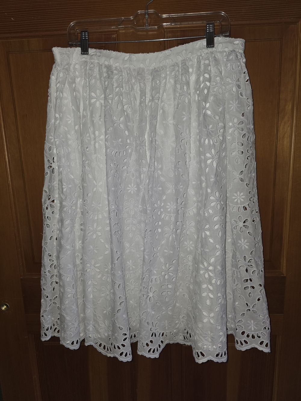 J Crew Eylet Full Lined White Lace Midi Skirt Size 14